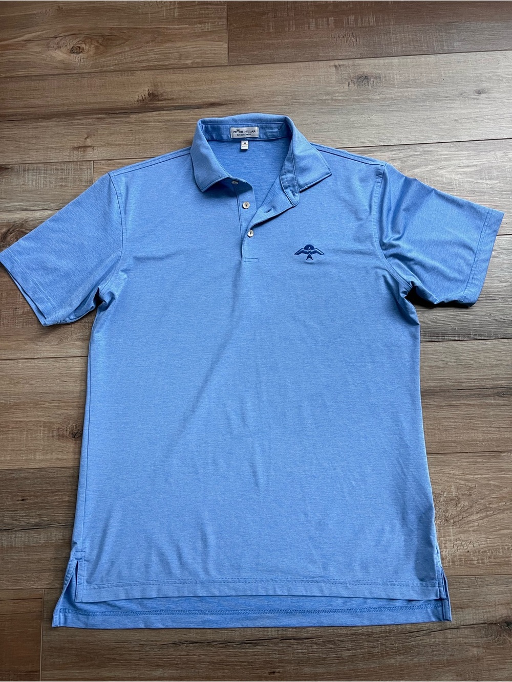 PETER MILLAR Crown Sport Men's Solid Performance Polo Blue Sea Medium Logo